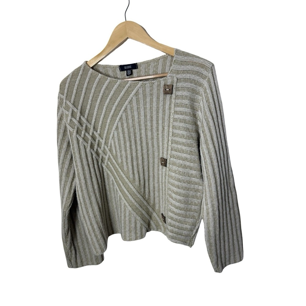 Belamie k Pullover Long Sleeve Sweater Knit Sz XL Made in France beige/sage